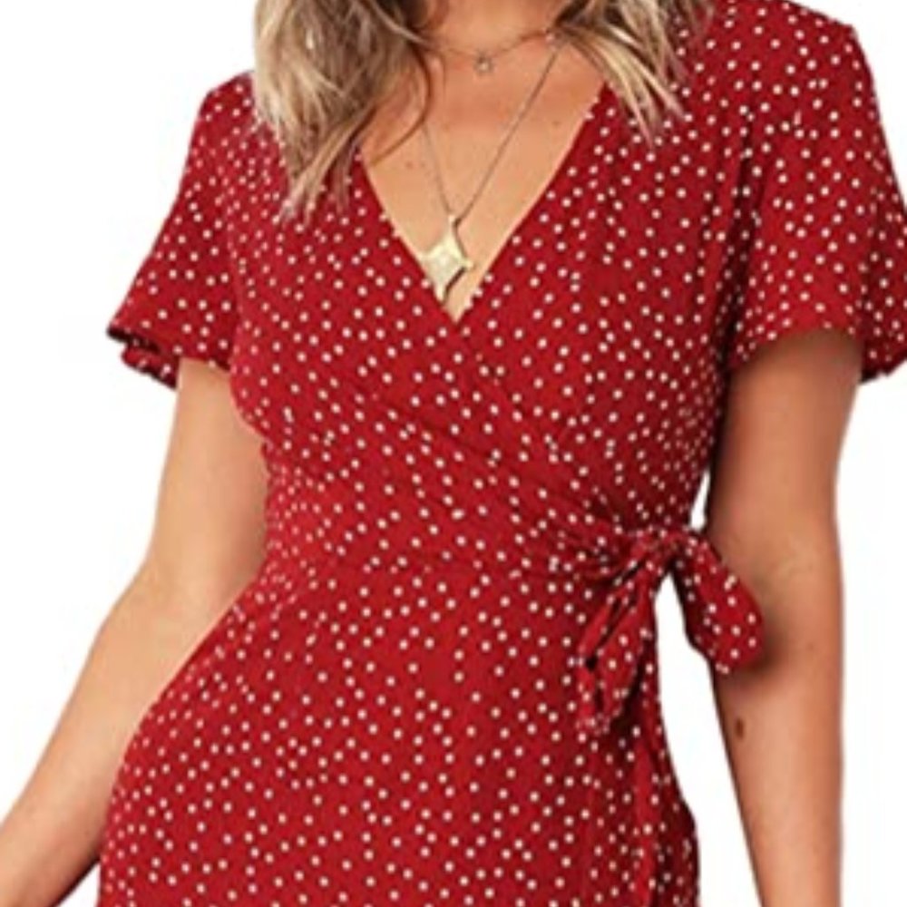 Suof Summer Women Short Sleeve Print Dress